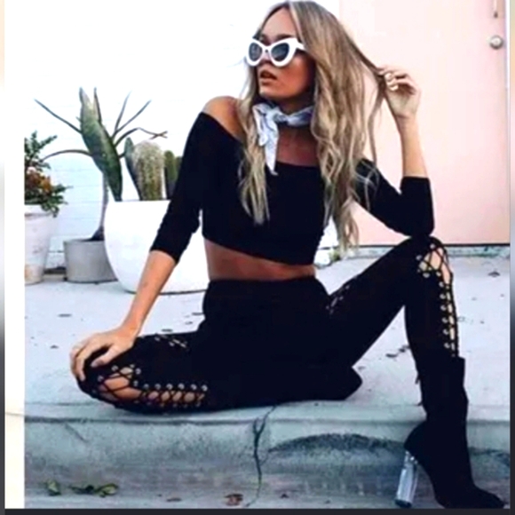 unbranded Pants - Cotton blend brushed legging pants hidden zipper coset gromet sage green vegan